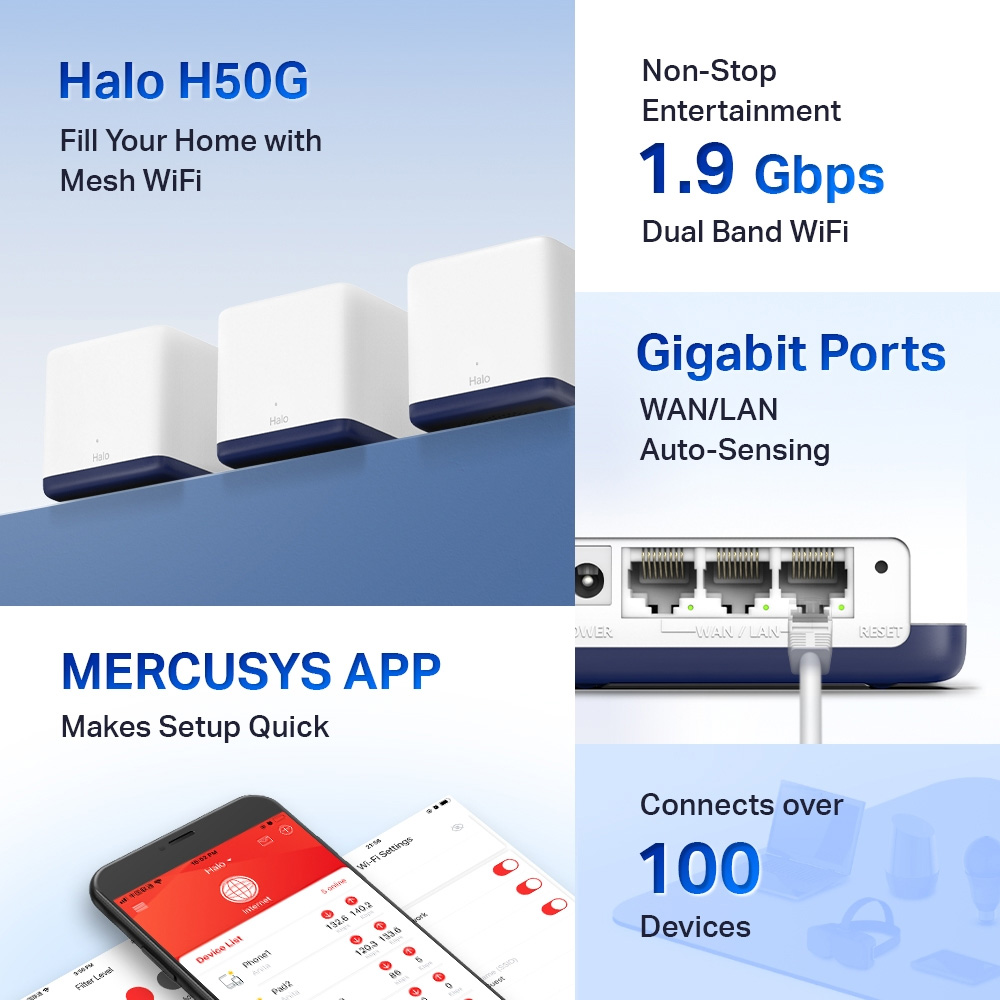 Hệ thống WiFi Mesh AC1900 TP-Link Halo H50G