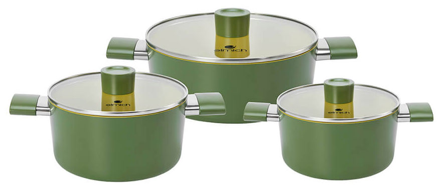 Bộ nồi phủ sứ chống dính Elmich Olive Classic EL-5228OV03