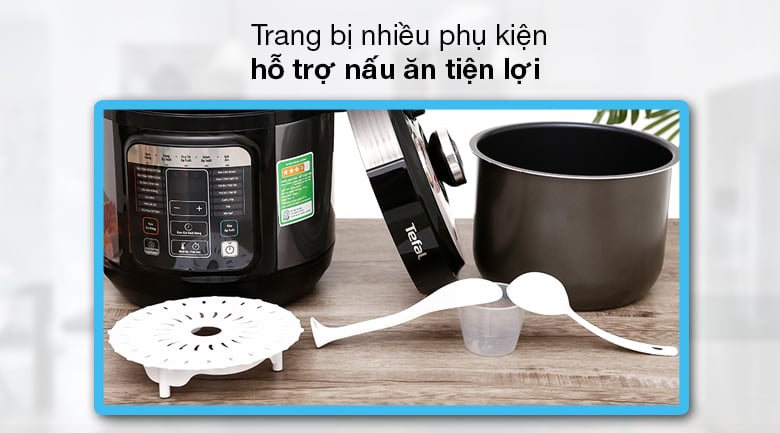 Nồi áp suất điện Tefal CY601868 đi kèm nhiều phụ kiện