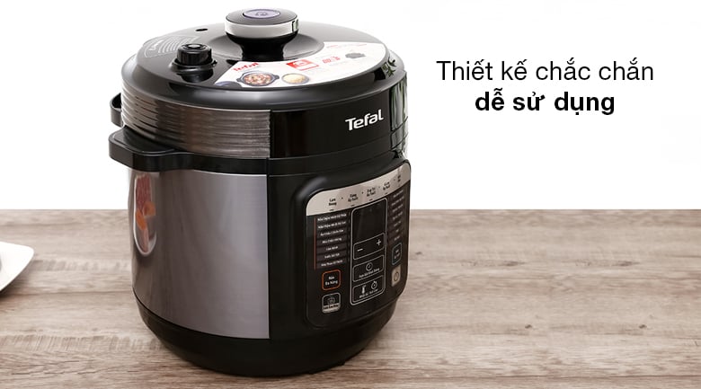 Nồi áp suất điện Tefal CY601868 có thiết kế đơn giản, nắp rời tiện dụng