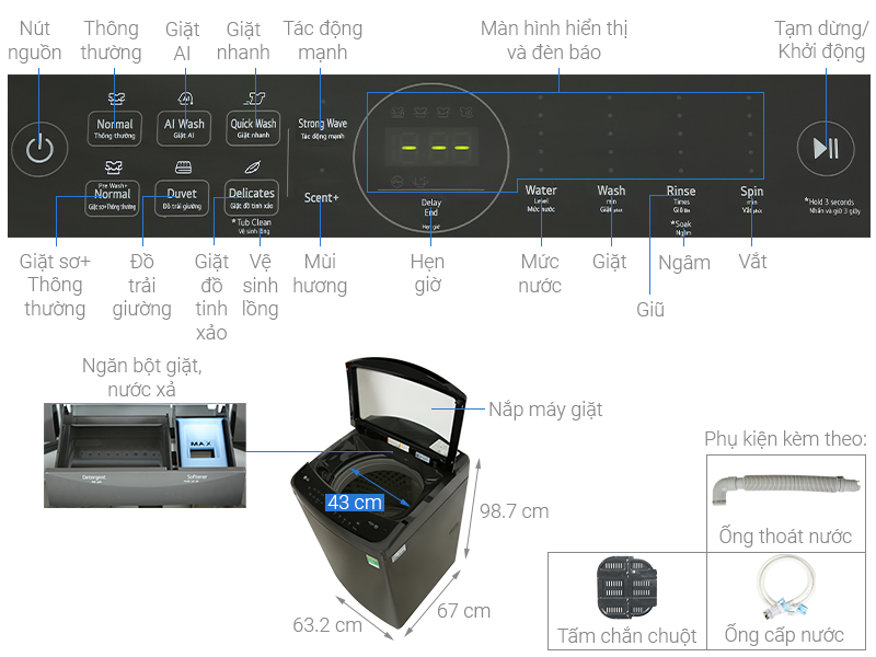 Máy giặt LG AI DD Inverter 14kg TV2514DV3B