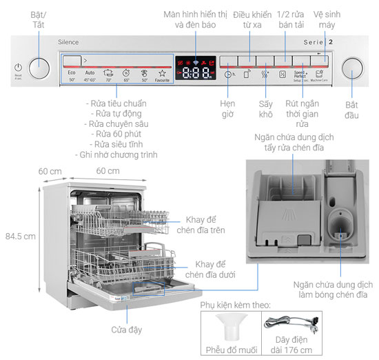 Cấu tạo của máy rửa bát độc lập Bosch SMS2HAI12E