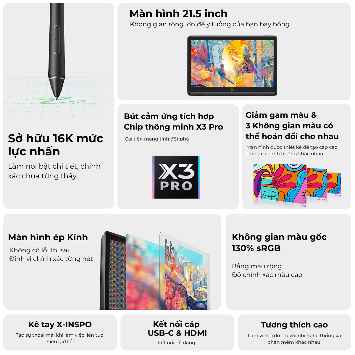 Bảng vẽ màn hình Xp-pen Artist 22 Plus 16K