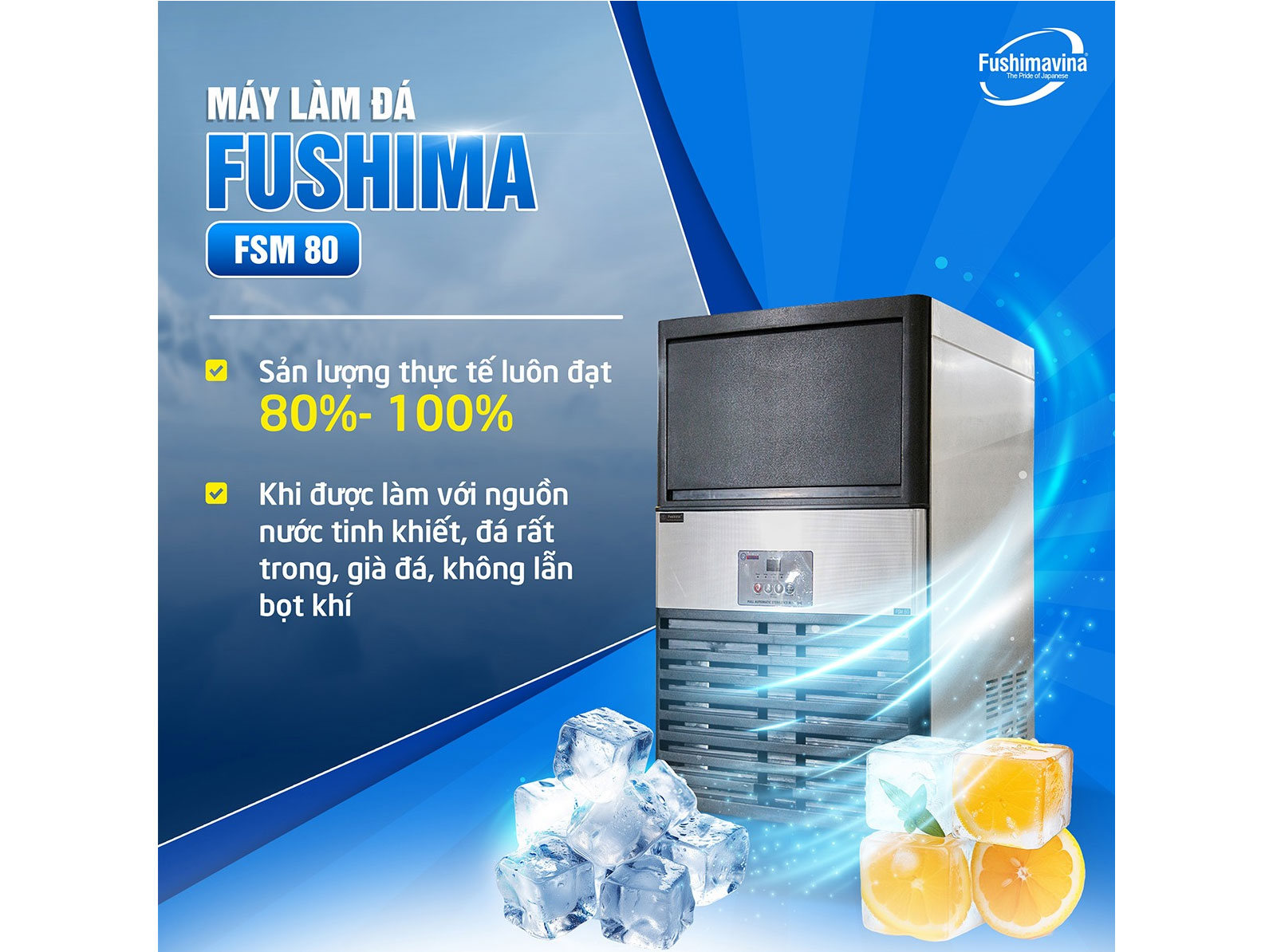 Máy làm đá viên Fushima FSMDL-80 (80kg)