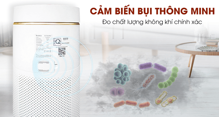 Máy lọc không khí Gree GCF350ASNA được tích hợp hệ thống cảm biến thông minh