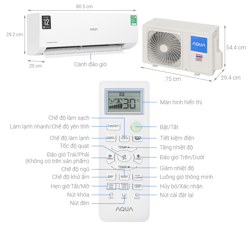 Máy lạnh Aqua Inverter 1.5HP AQA-RV13QA3