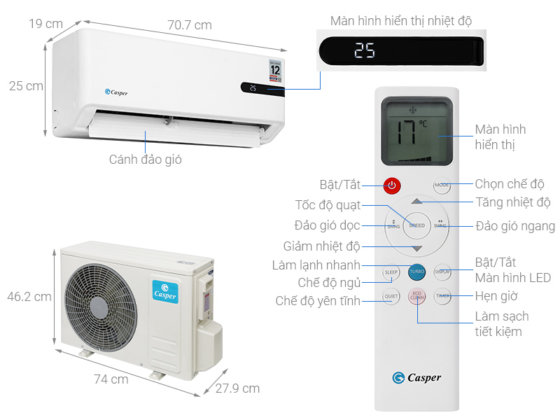 Máy lạnh Casper Inverter 1HP GC-09IB36