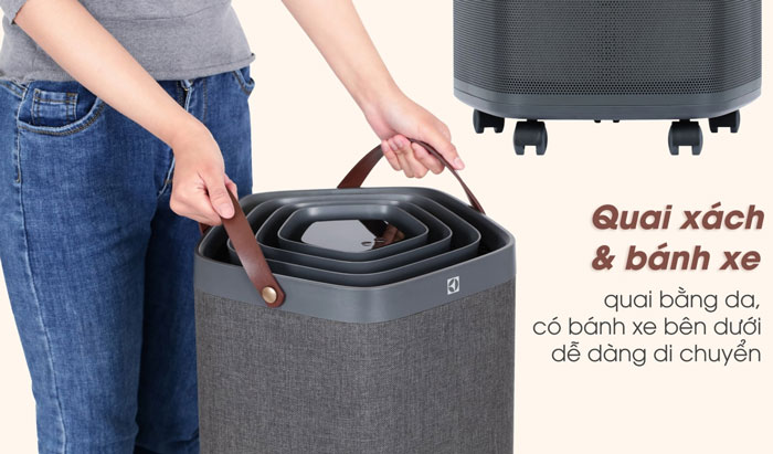 Máy lọc không khí Electrolux PA91-606DG đi kèm quai xách và bánh xe