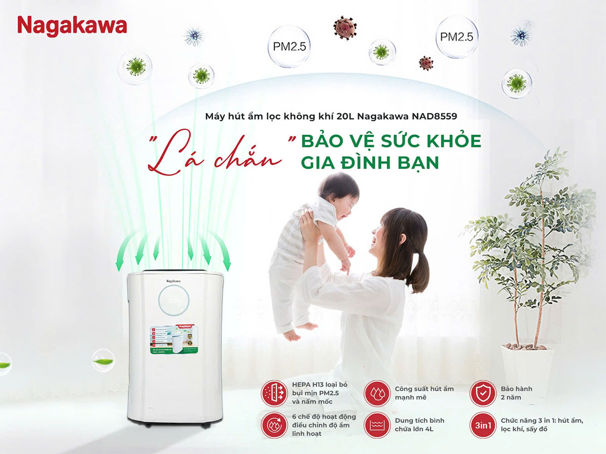 Máy hút ẩm lọc không khí Nagakawa NAD8559