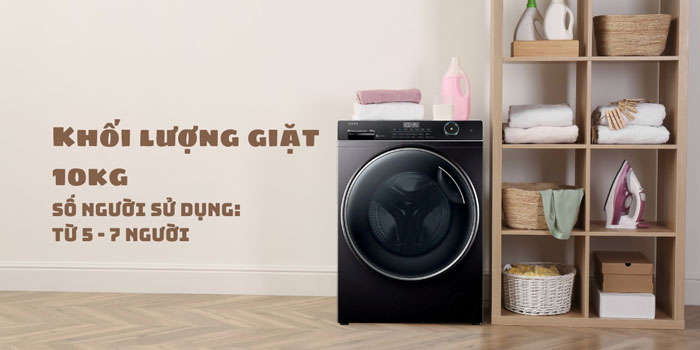 Máy giặt AQUA AW10-BP4959U1K(B) có khối lượng giặt là 10kg 