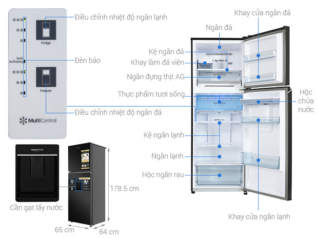 Cấu tạo của tủ lạnh Panasonic Inverter 366 lít NR-TL381GVKV