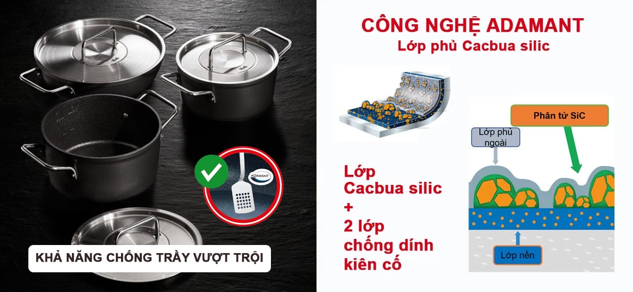 Bộ nồi Fissler Adamant 3 món nắp inox