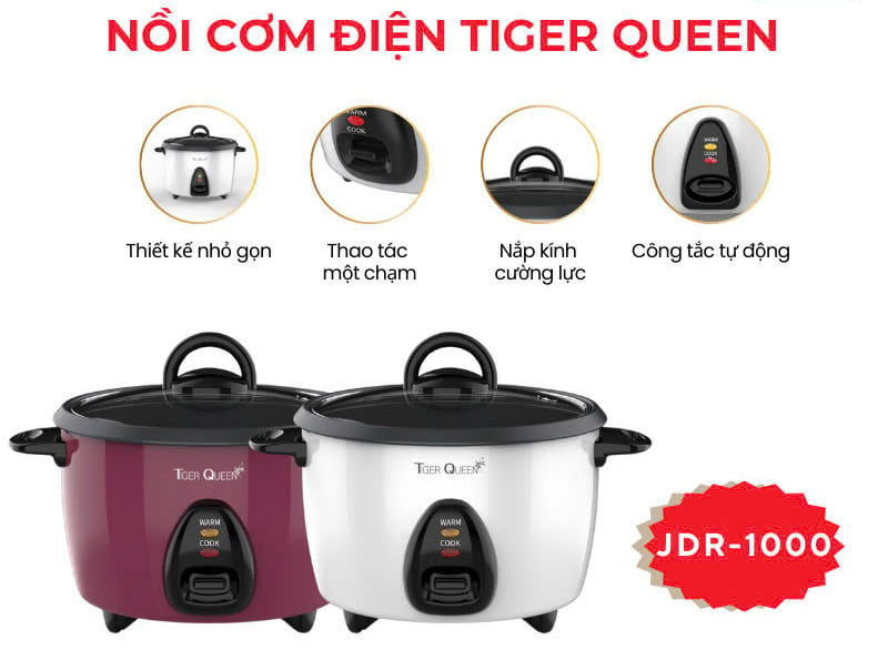 Nồi cơm điện nắp rời 2 trong 1 Tiger Queen JDR-1000