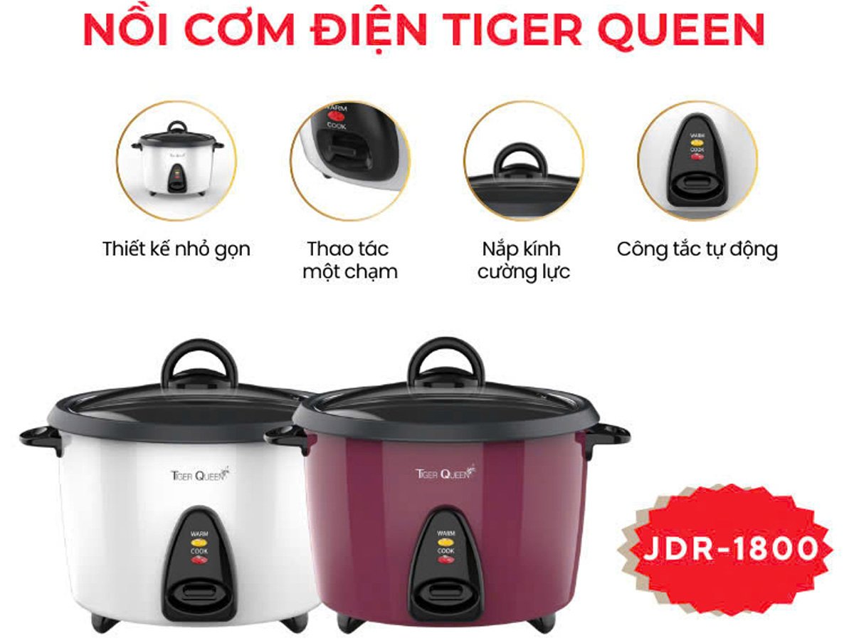 Nồi cơm điện nắp rời 2 trong 1 Tiger Queen JDR-1800