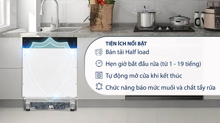 Máy rửa chén bát âm Hafele HDW-FI60D tích hợp nhiều tính năng thông minh