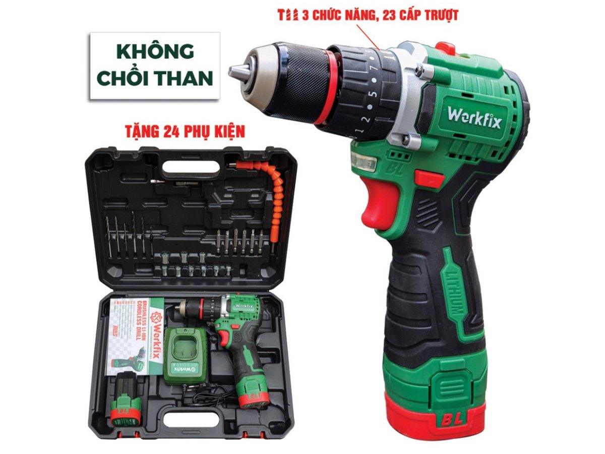 Bộ máy khoan pin Workfix 16.8V WF-ID1610BL