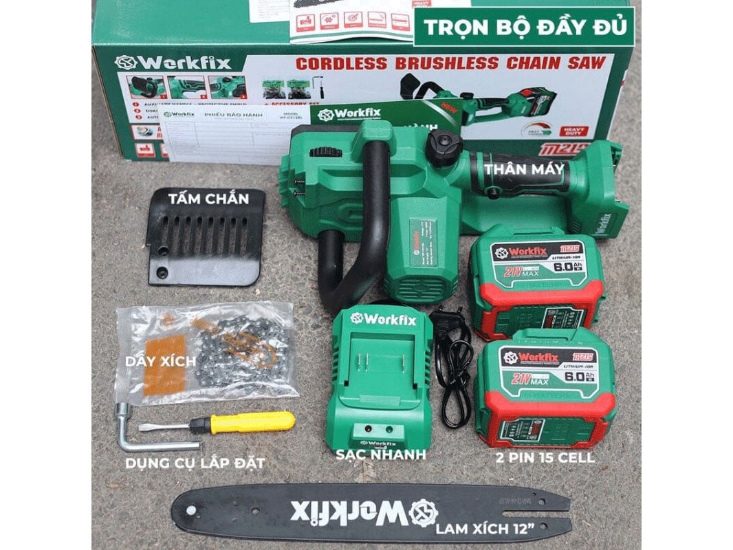 Máy cưa xích chạy pin Workfix WF-CS12BL  