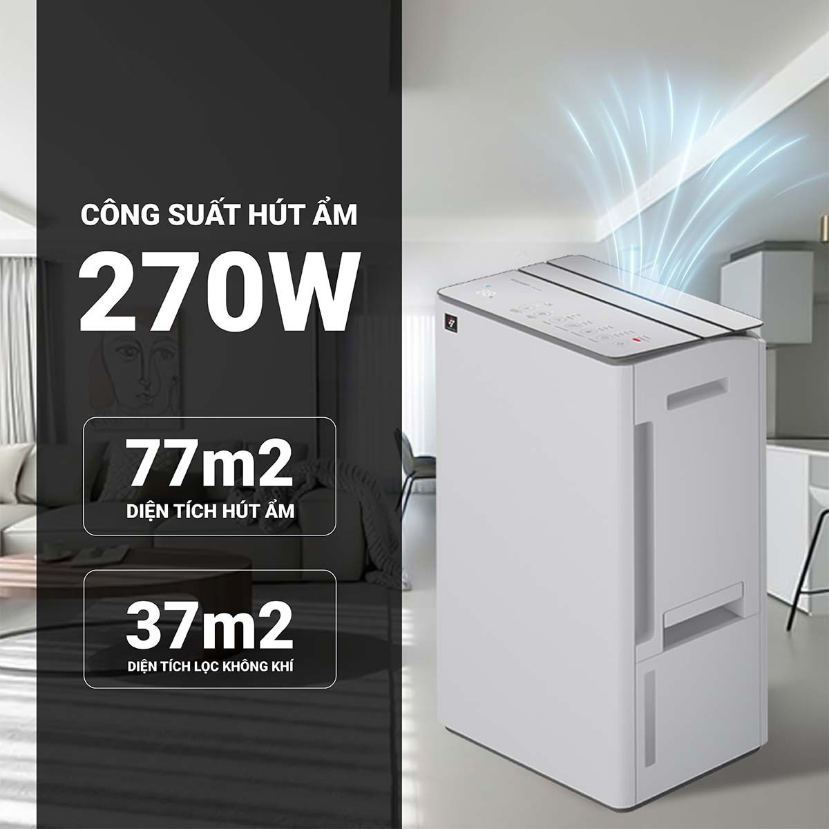 Máy hút ẩm kết hợp lọc khí Sharp DW-T30FV-W