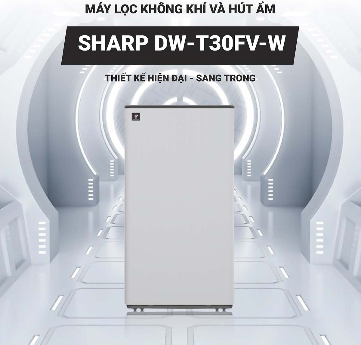 Máy hút ẩm kết hợp lọc khí 30L Sharp DW-T30FV-W