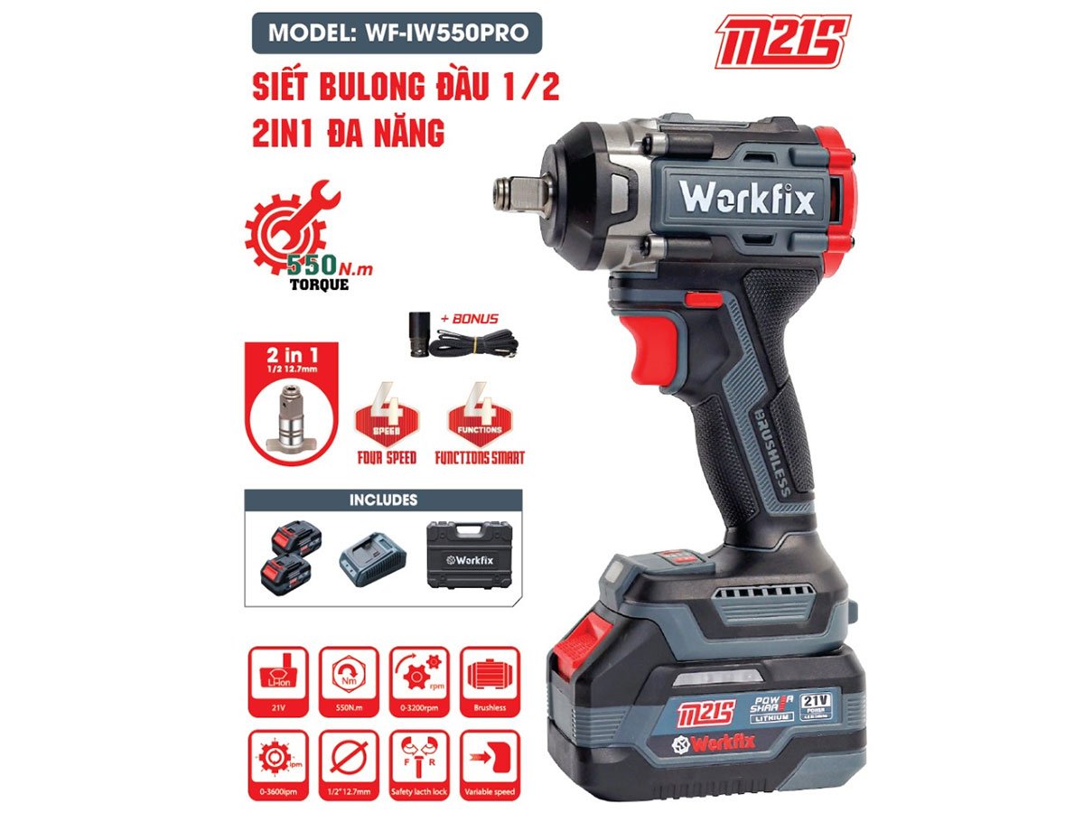 Máy siết bu lông Workfix WF-IW550 PRO