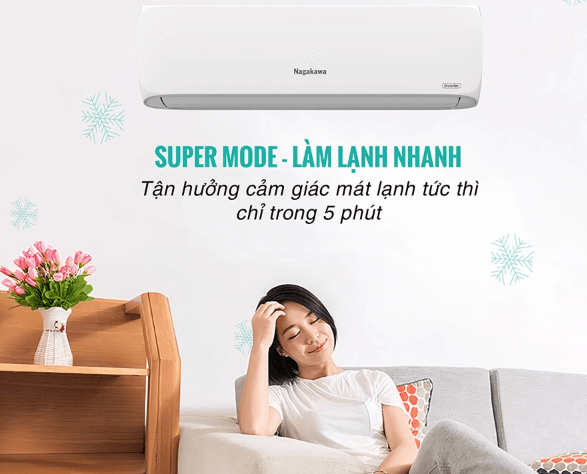 Điều hòa 1 chiều Nagakawa NIS-C18R2H12 được tích hợp chế độ làm lạnh siêu nhanh SUPER