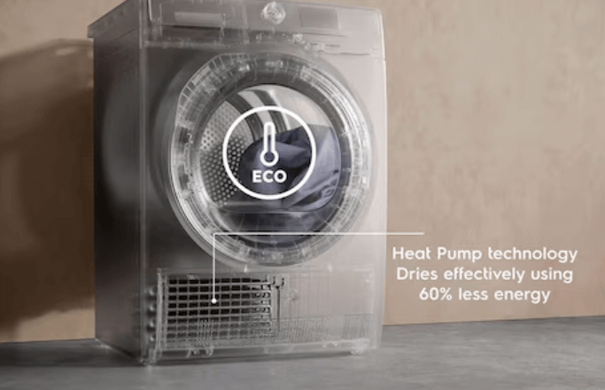 Máy sấy EDH803J5WC của Electrolux được ứng dụng công nghệ sấy bơm nhiệt Heatpump