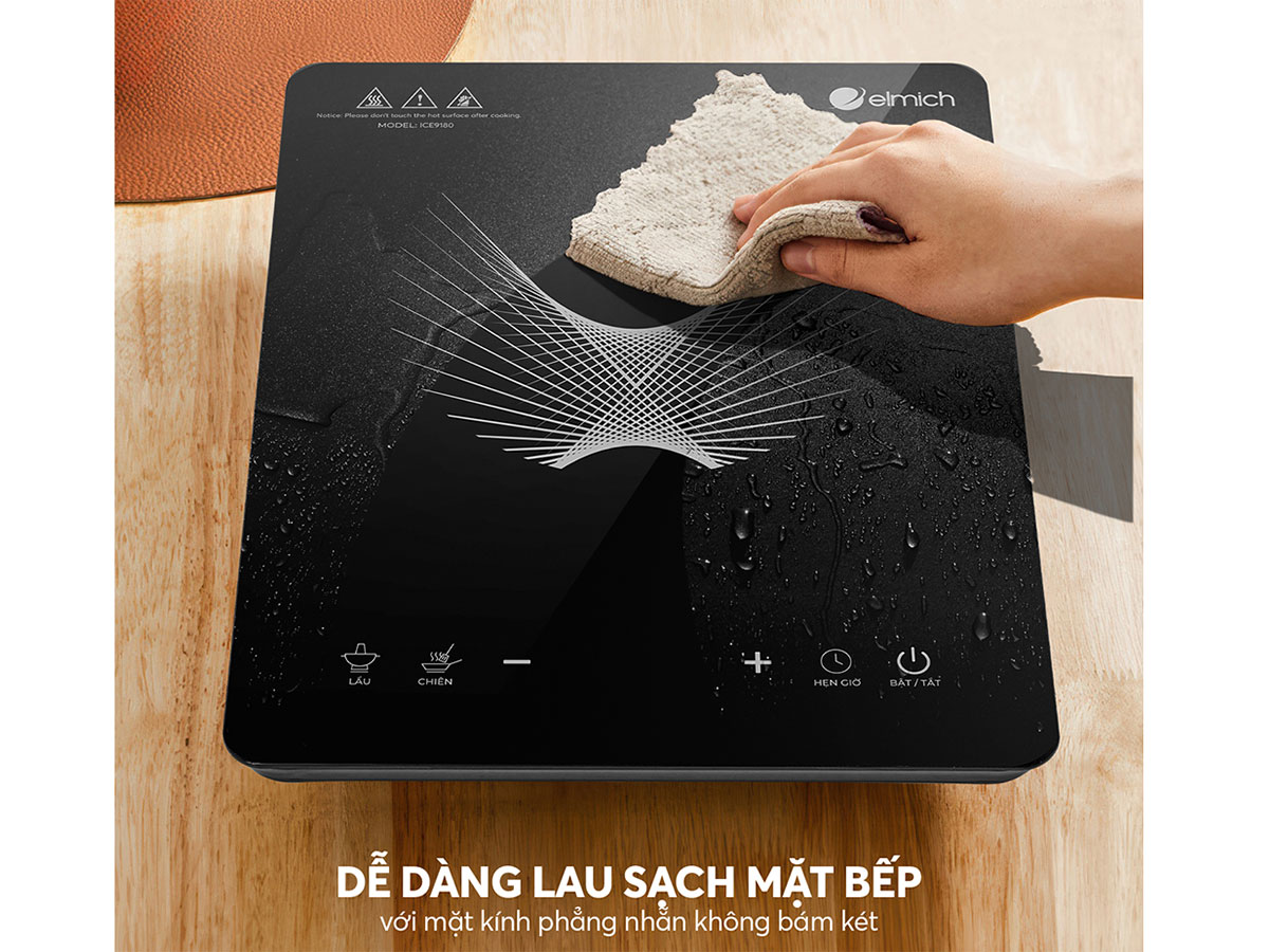 Bếp từ đơn Elmich ICE-9180 trang bị mặt kính bền đẹp