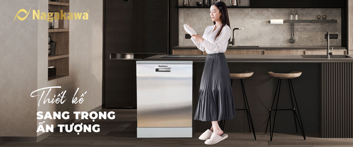 máy rửa bát cao cấp Nagakawa NK15D06M có thiết kế hiện đại, sang trọng