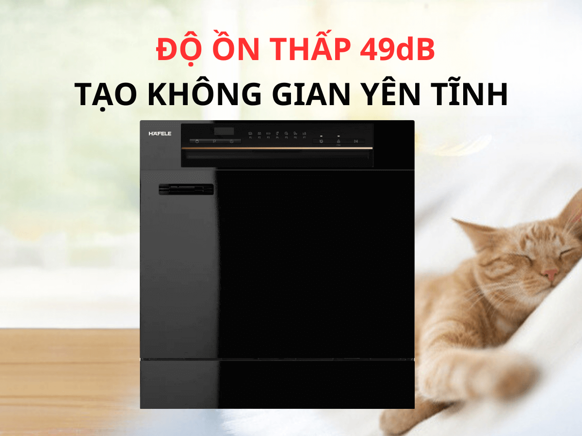 Máy rửa chén để bàn Hafele HDW-T5551B có độ ồn thấp khi vận hành