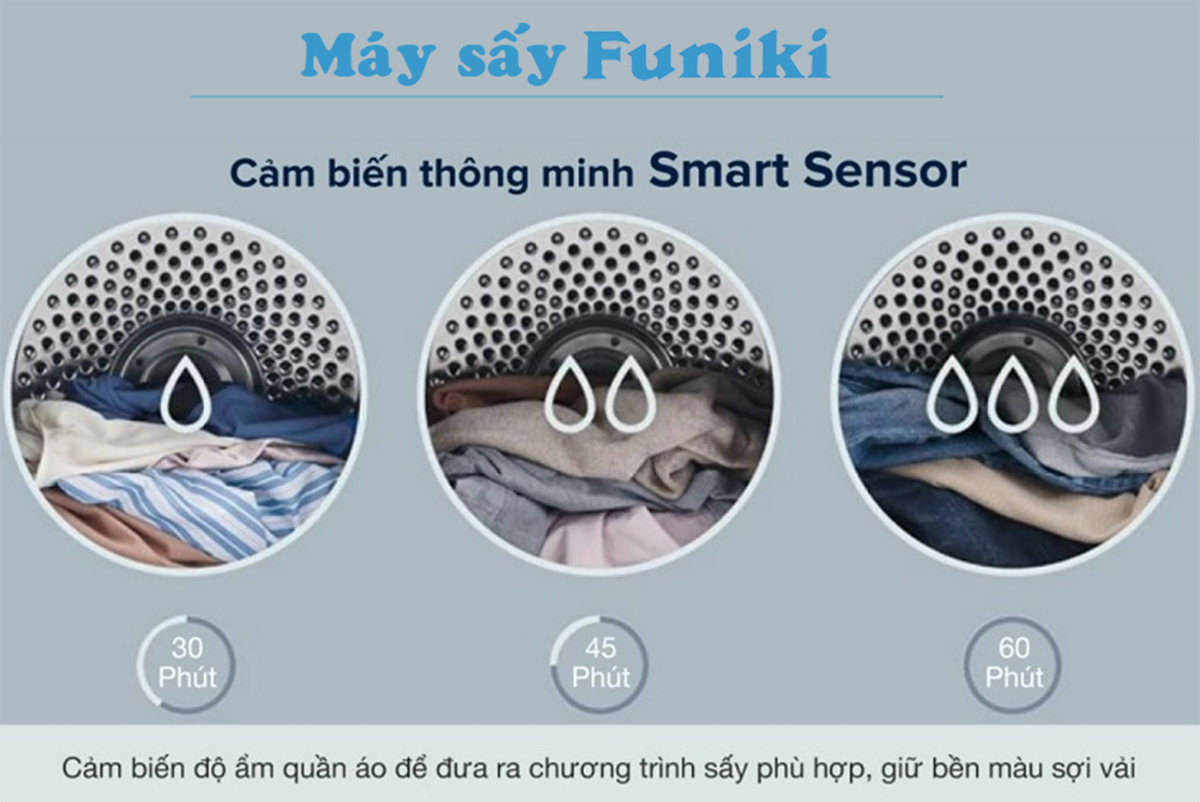 Máy sấy thông hơi Funiki 10kg HD V6100AG tích hợp cảm biến thông minh