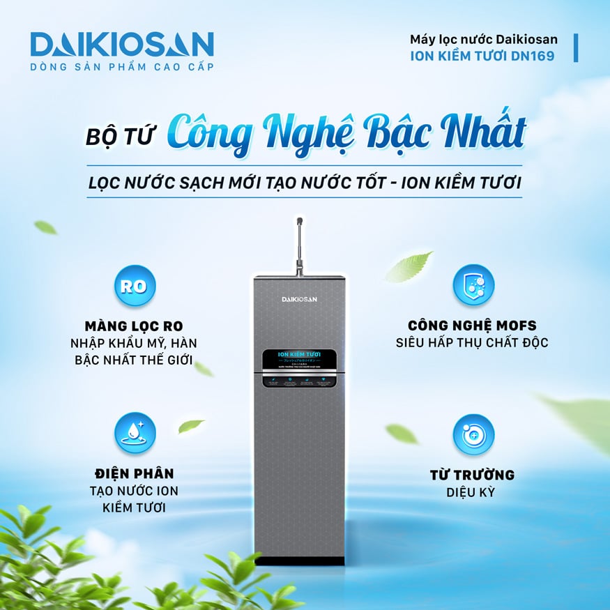 Máy lọc nước ion kiềm tươi Daikiosan DN169