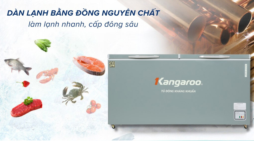 Tủ đông kháng khuẩn 1 ngăn 2 cánh Kangaroo KGFZ560NG1