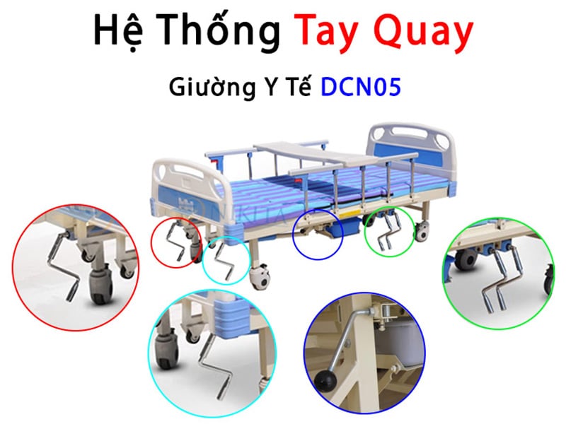 Giường y tế 5 tay quay Nikita NKT-DCN05