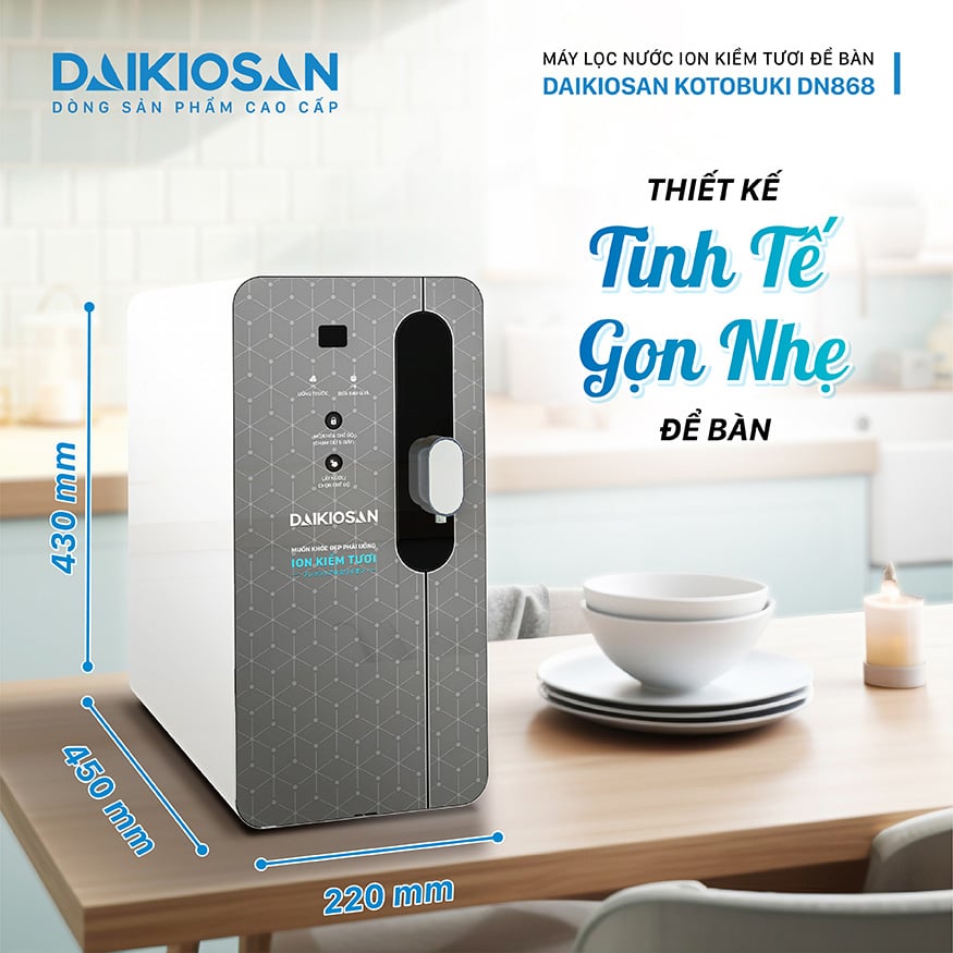 Máy lọc nước ion kiềm tươi để bàn Daikiosan DN868