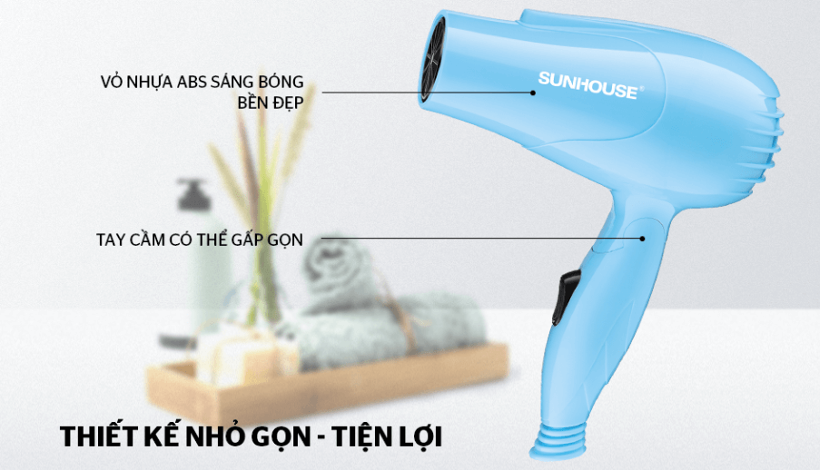 Máy sấy tóc Sunhouse SHD2305 (xanh) có thiết kế đẹp