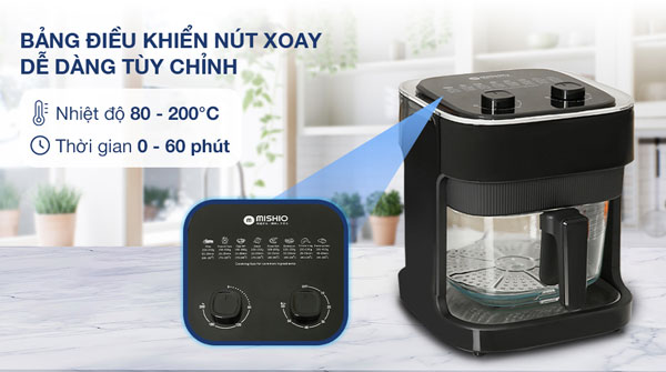 Nồi chiên không dầu Mishio MK373 có bảng điều khiển dễ thao tác