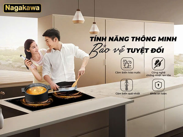 Bếp từ âm Nagakawa NAG1214M có nhiều tính năng đảo bảo an toàn