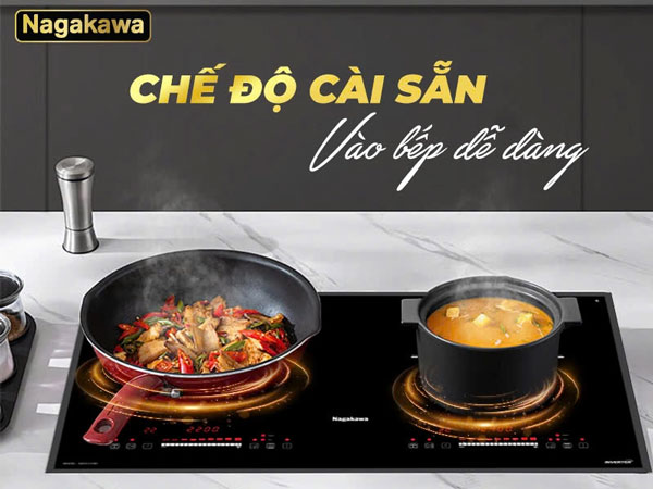 Bếp từ Nagakawa NAG1214M được lập trình sẵn các chế độ