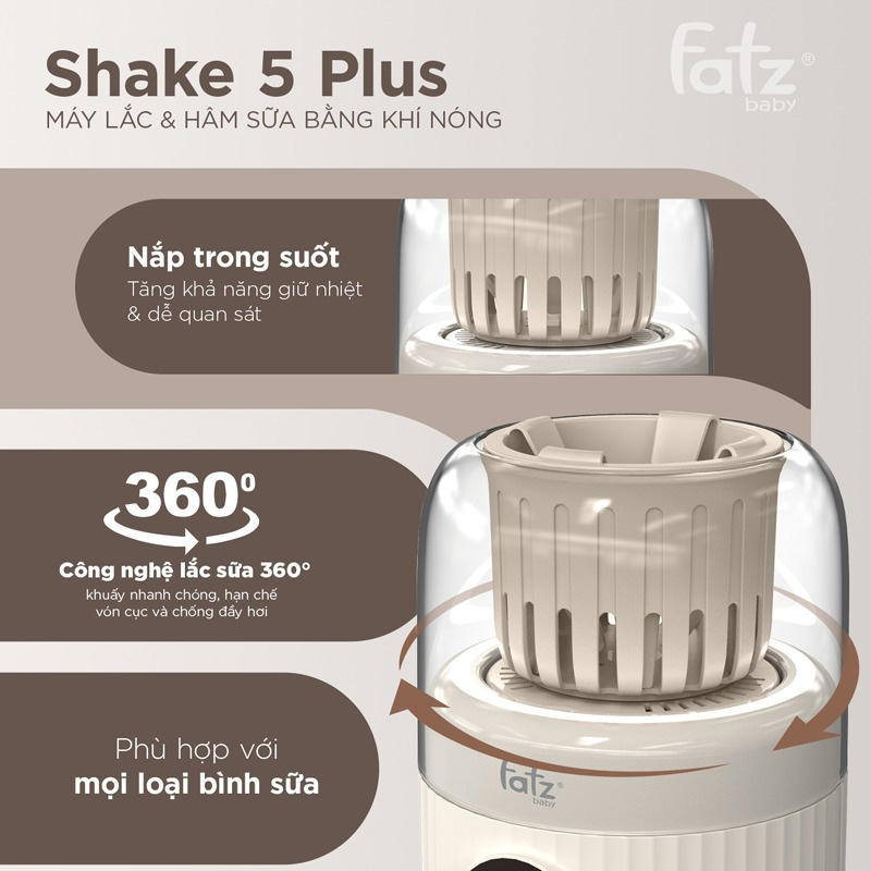 Máy lắc sữa và hâm sữa bằng khí nóng Shake 5 Plus FB3902CM