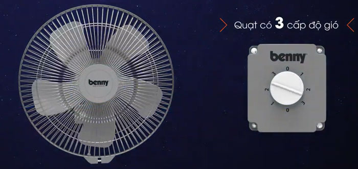 Quạt treo tường công nghiệp Benny BFW-184 có 3 tốc độ gió