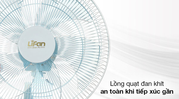 Lồng quạt treo tường Lifan T-N2 được làm từ chất liệu kim loại bền bỉ, chắc chắn, đan khít nhau