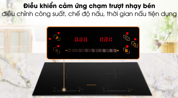 Bếp từ âm Kangaroo KG866i thiết kế bảng điều khiển cảm ứng trượt thông minh