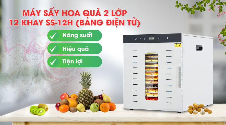Máy sấy thực phẩm 2 lớp 12 khay NewSun SS-12H