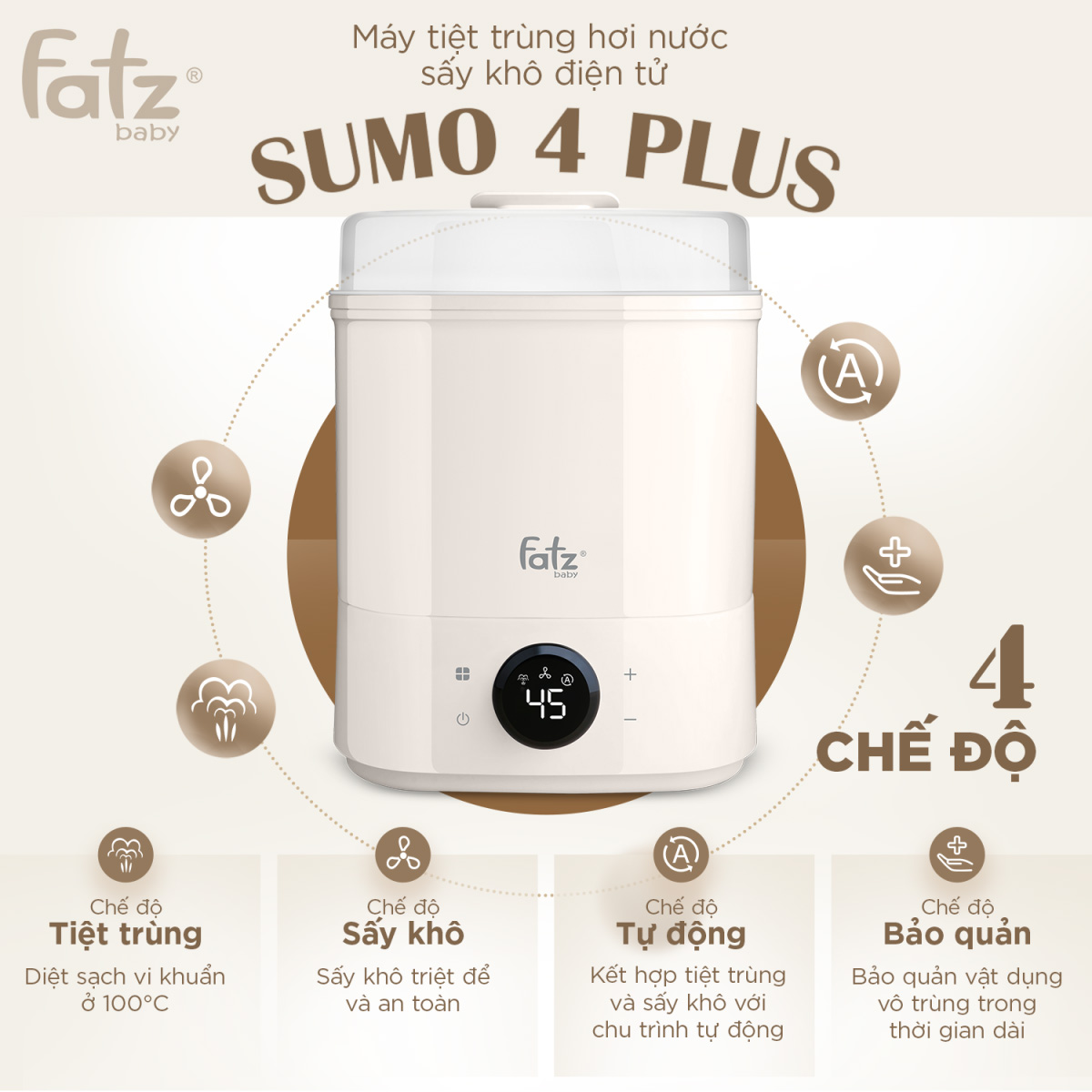 Máy tiệt trùng hơi nước sấy khô điện tử Sumo 4 Plus FB4922BK