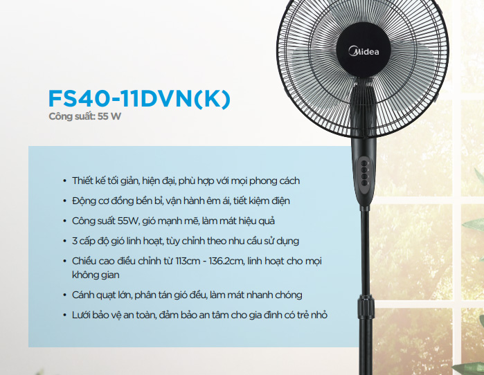Quạt đứng Midea FS40-11DVN(K)