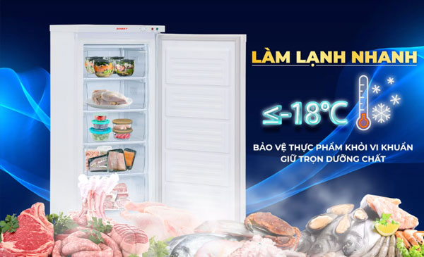 tủ đông Sanaky TD.VH180VD duy trì nhiệt độ ổn định, làm lạnh sâu