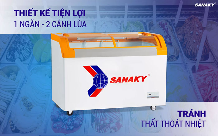 tủ đông Sanaky VH-4899KB 350 lít có thiết kế hiện đại, sang trọng