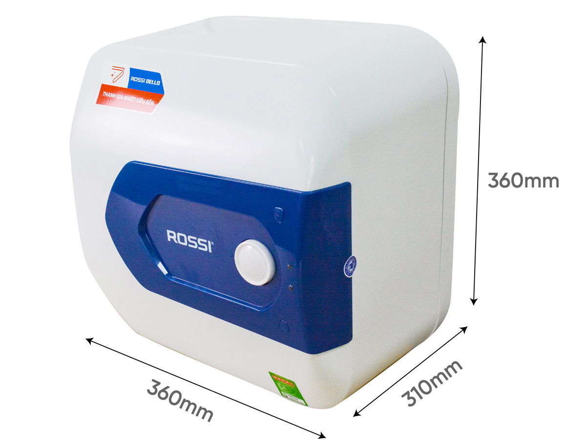 Kích thước bình nóng lạnh Rossi Dello RDO-15SQ