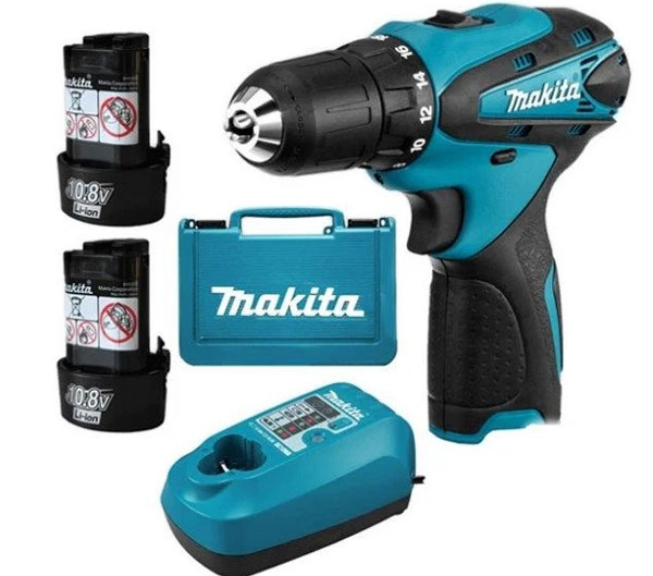 Trọn bộ sản phẩm máy khoan pin Makita DF330DWE 