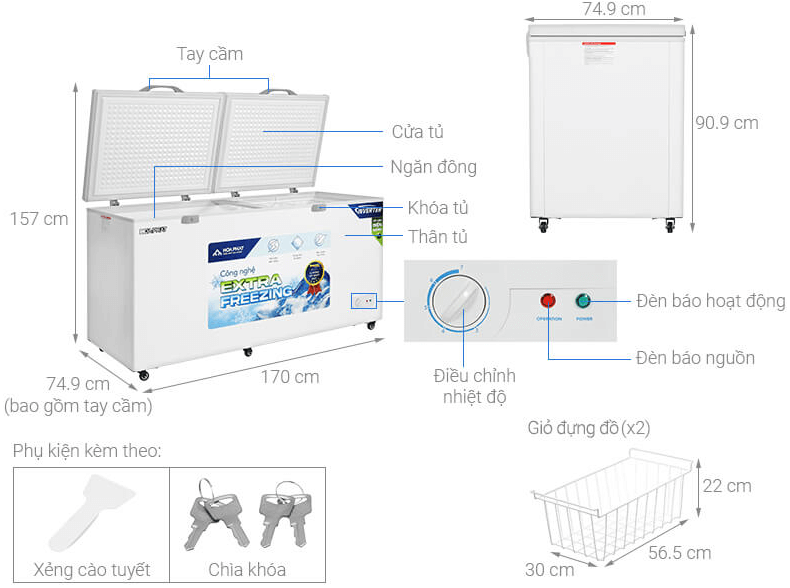 Cấu tạo tủ đông Hòa Phát HPF-AD8544 